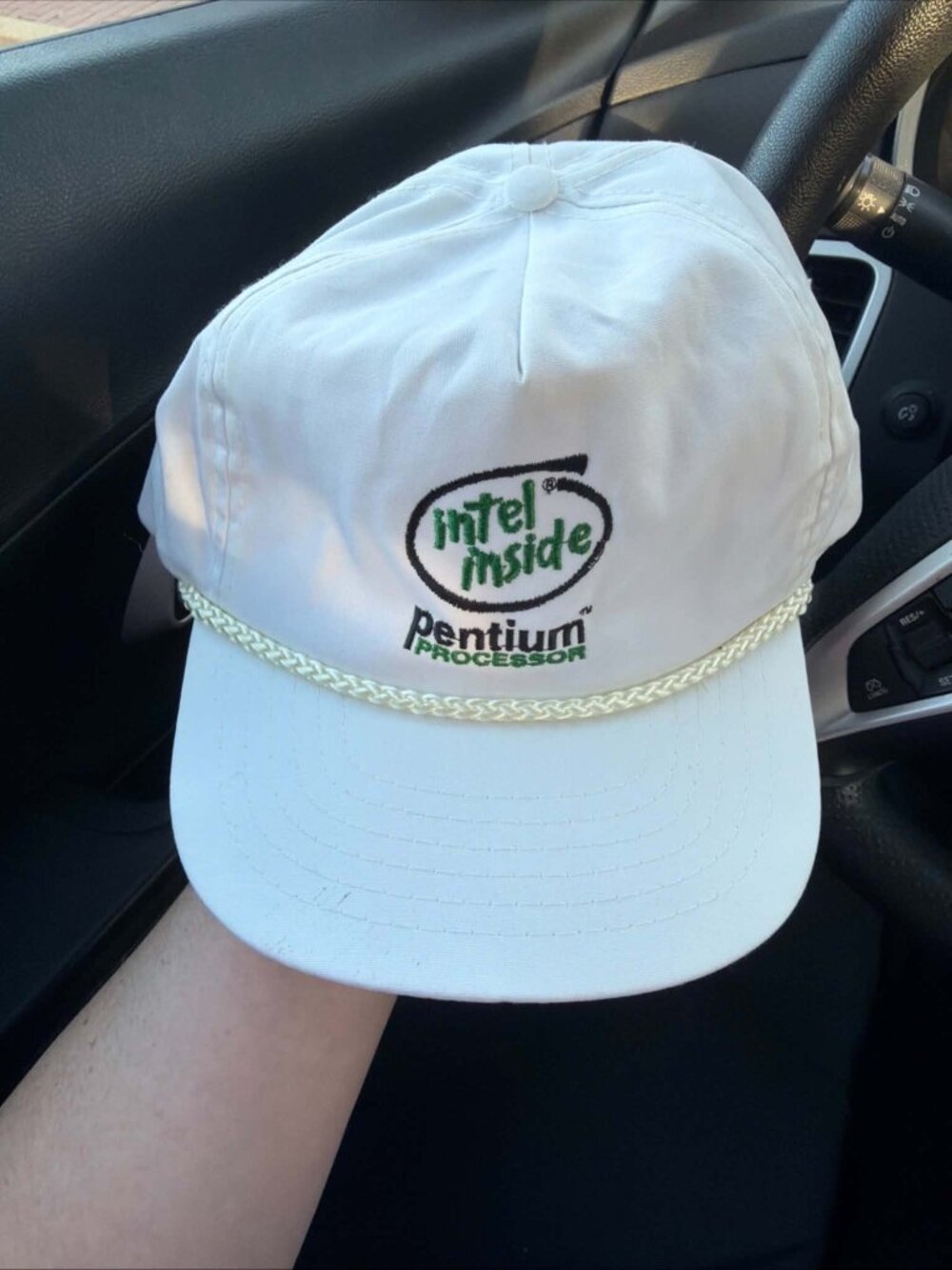 1990s Intel Inside Pentium Processor PC Hat 90s Zip Back Adjustable White